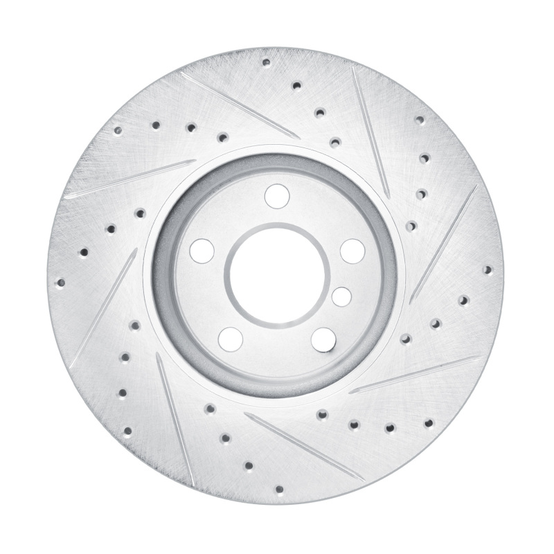 Mini Cooper Brake Rotor (1) - Front Left - R1 Concepts - Drilled & Slotted - Silver - `16-`24